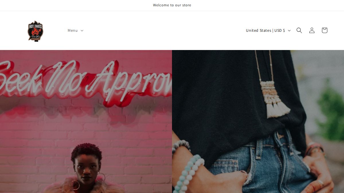 Screenshot of clothingbyhottakesdesigns.com interface