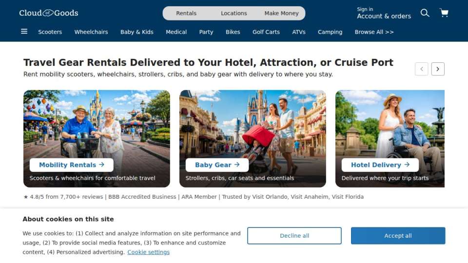 Screenshot of cloudofgoods.com interface