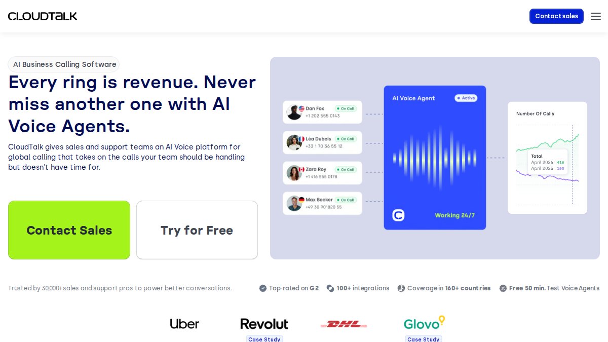 Screenshot of cloudtalk.io interface