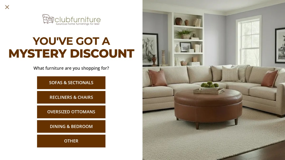 Screenshot of clubfurniture.com interface