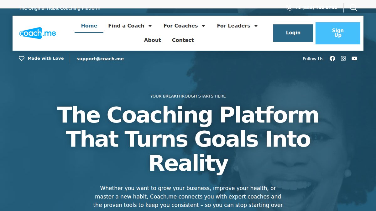 Screenshot of coach.me interface