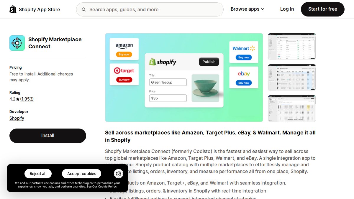 Screenshot of codisto.com interface