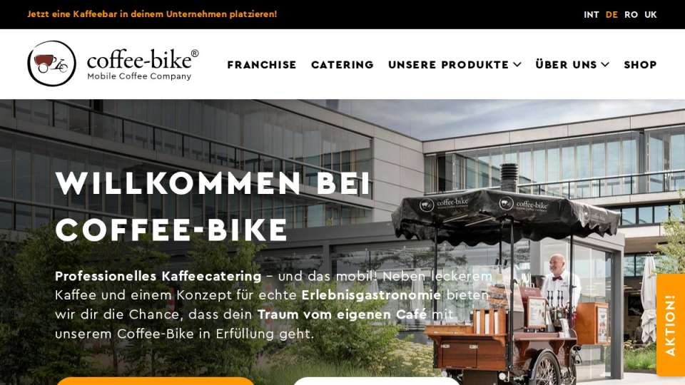 Screenshot of coffee-bike.com interface