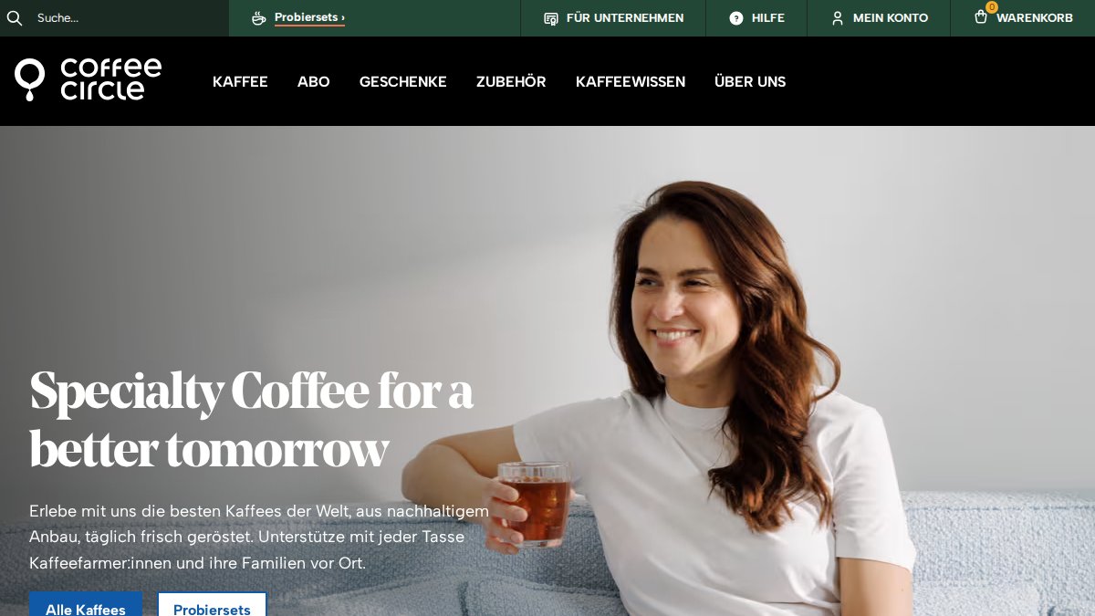 Screenshot of coffeecircle.com interface