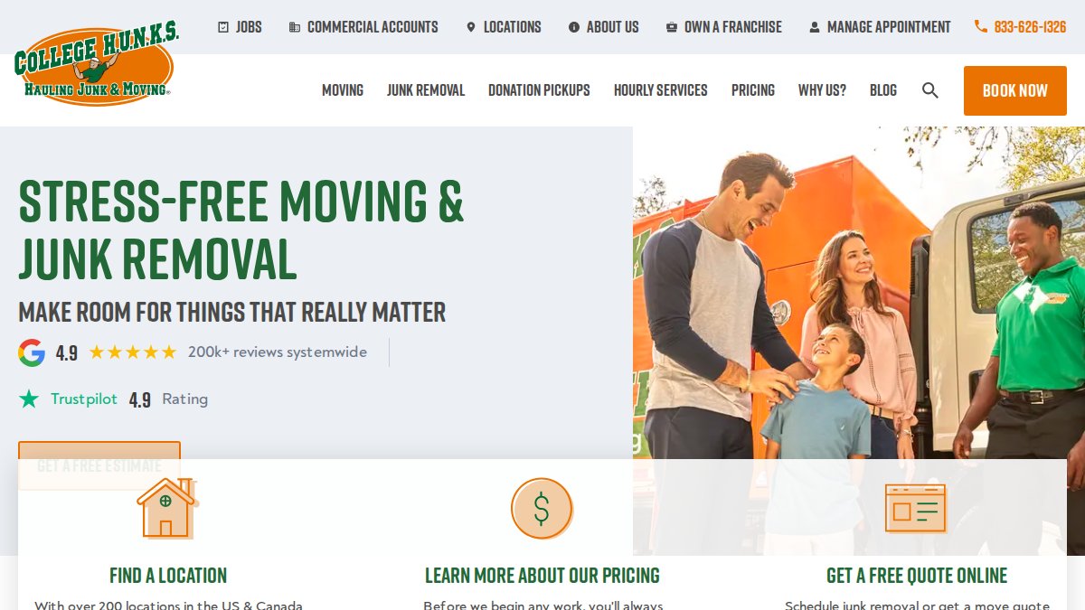 Screenshot of collegehunks.com interface