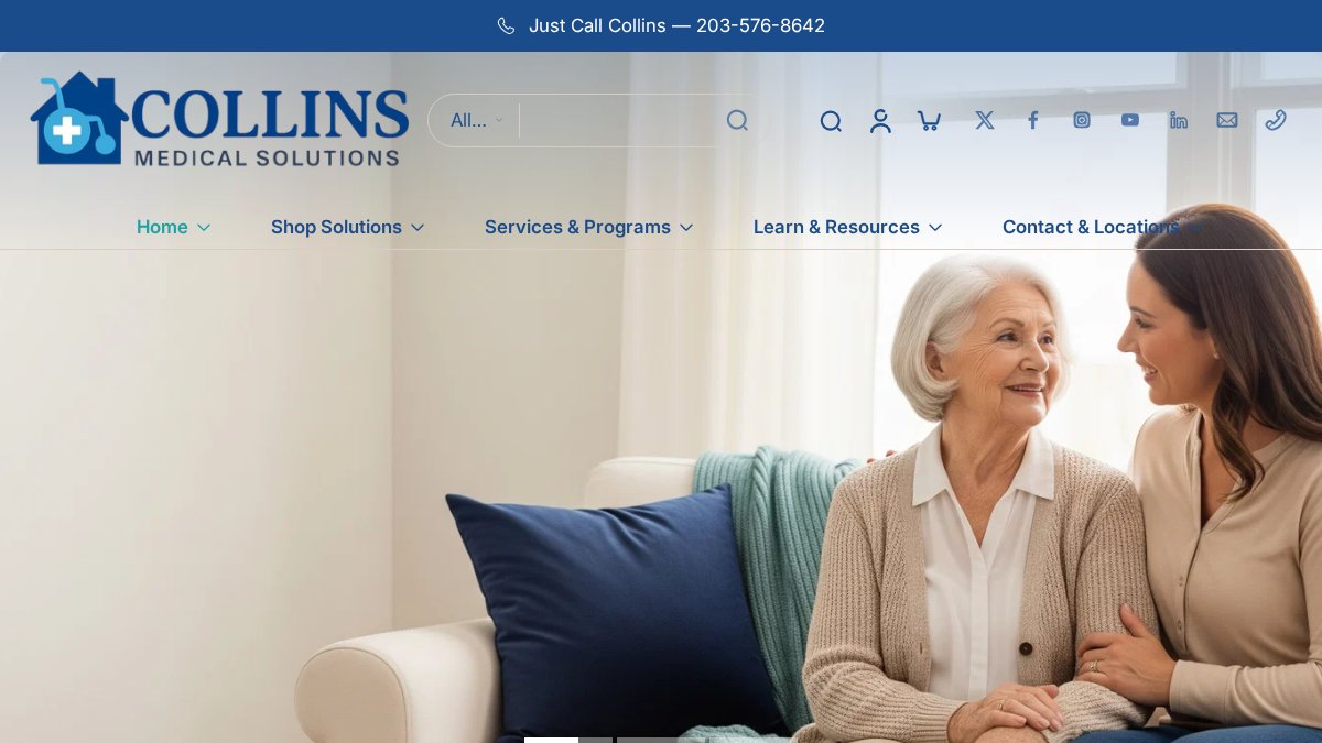 Screenshot of Stair Lifts Connecticut page on collinsmedical.net