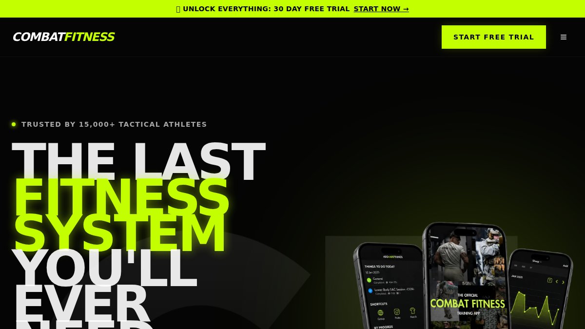 Screenshot of combatfitness.co interface
