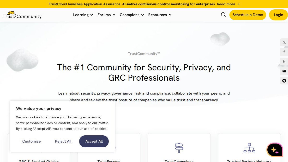 Screenshot of community.trustcloud.ai interface