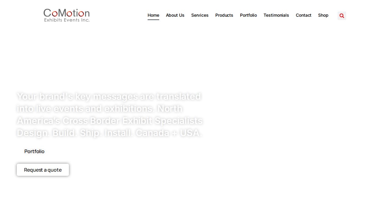 Screenshot of comotion.ca interface