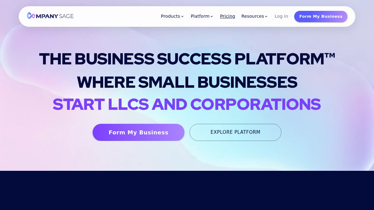 Screenshot of companysage.com interface
