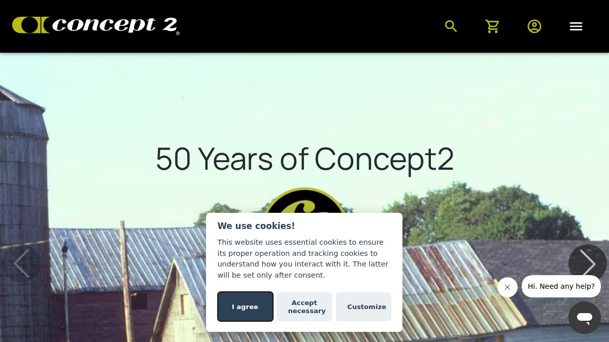 Screenshot of concept2.com interface