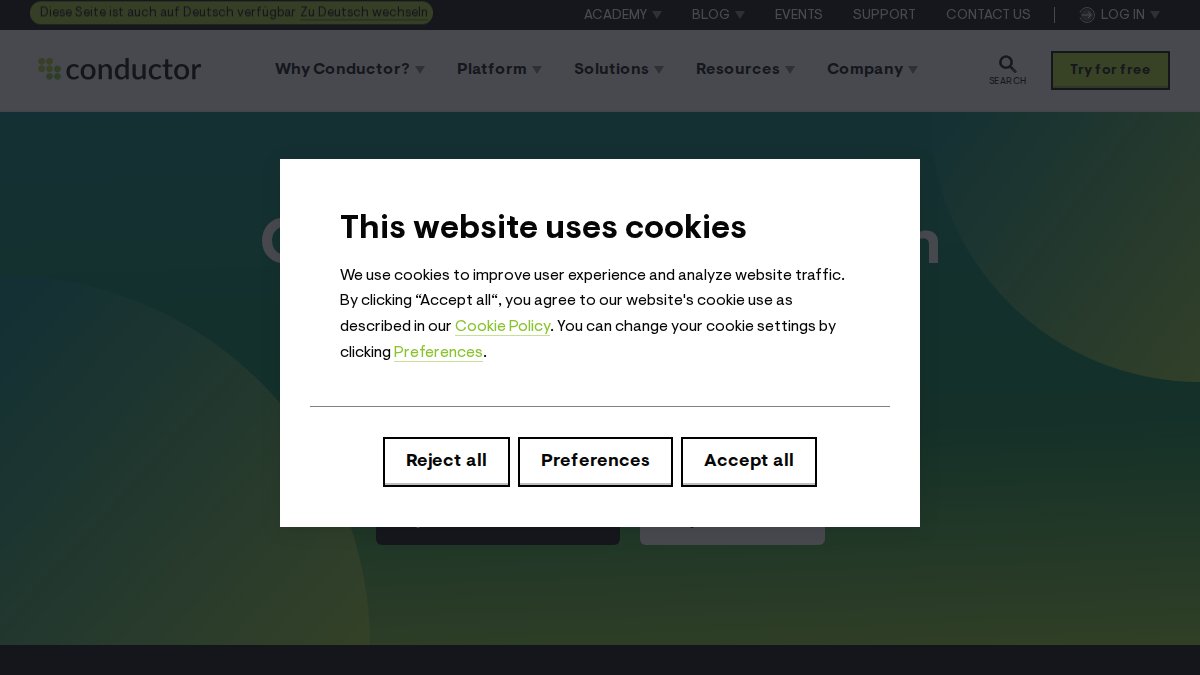 Screenshot of conductor.com interface