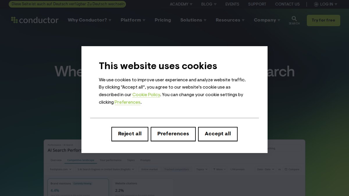 Screenshot of conductor.com interface