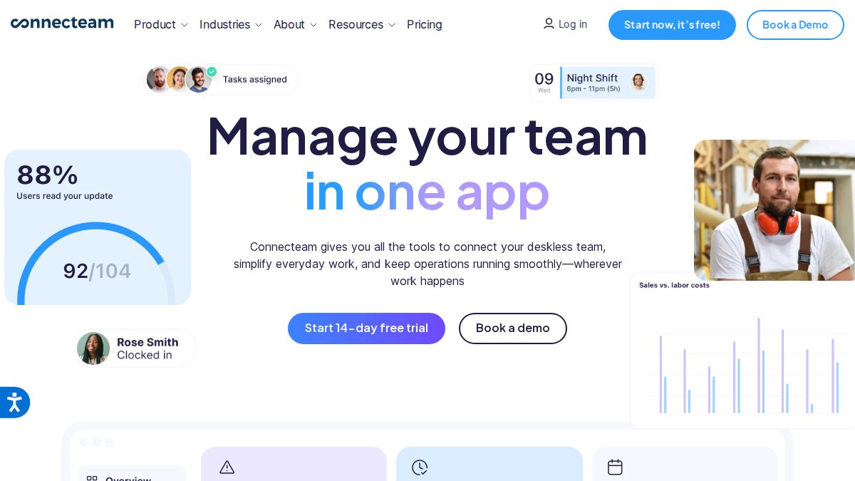 Screenshot of connecteam.com interface