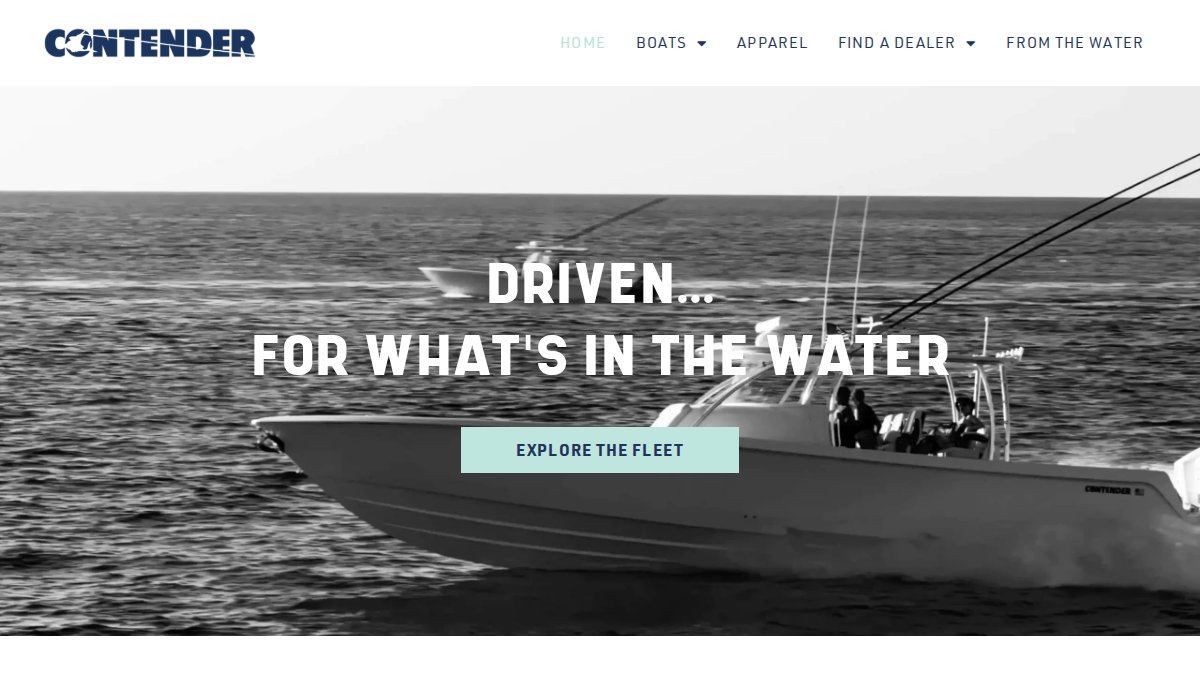 Screenshot of contenderboats.com interface