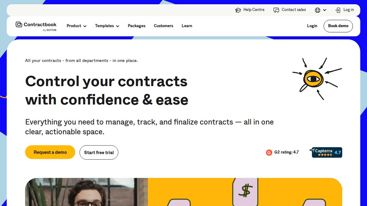 Screenshot of contractbook.com interface
