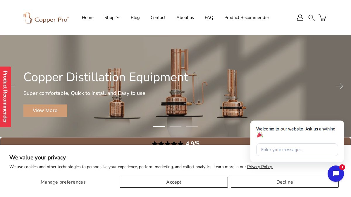 Screenshot of copper-pro.com interface