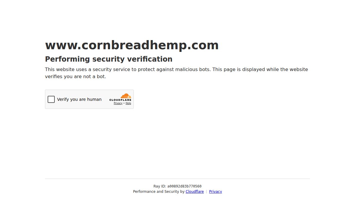 Screenshot of cornbreadhemp.com interface