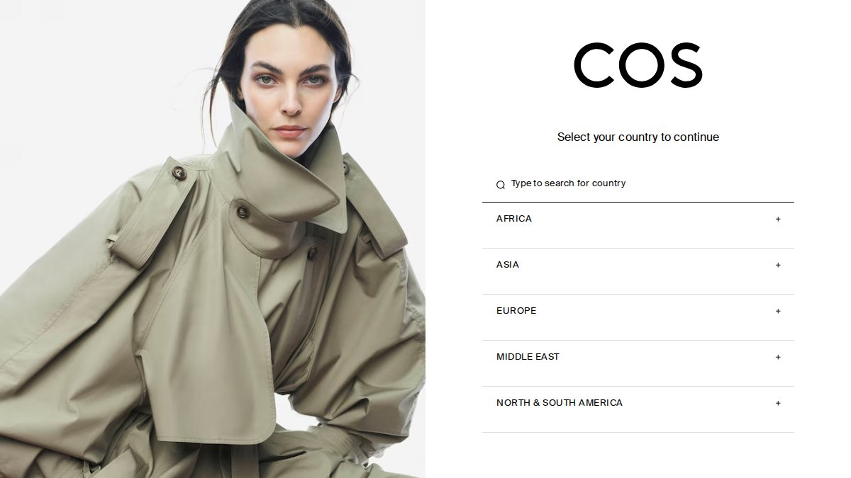 Screenshot of cos.com interface