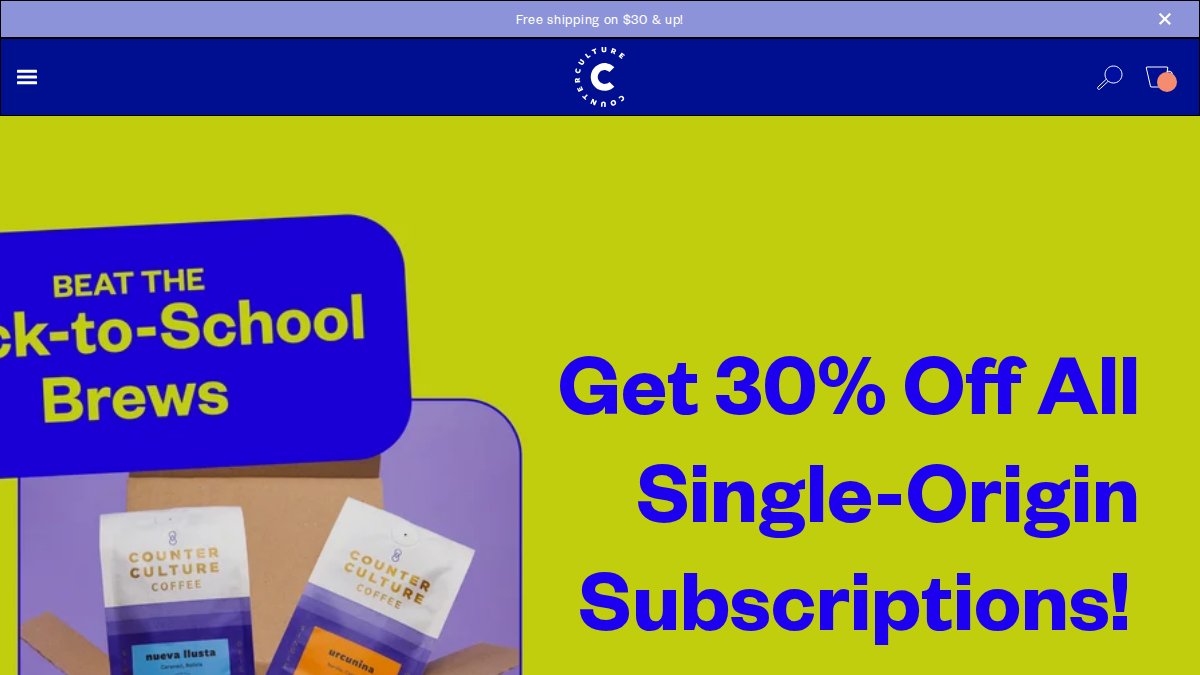 Screenshot of counterculturecoffee.com interface