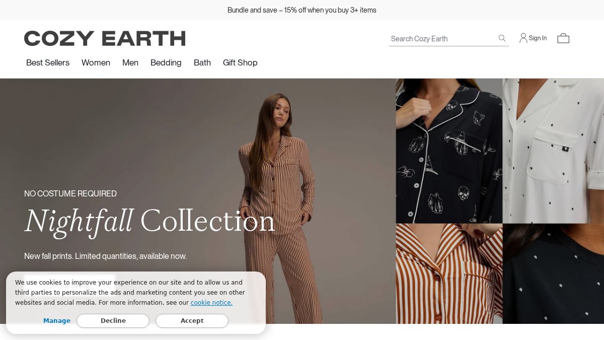 Screenshot of cozyearth.com interface
