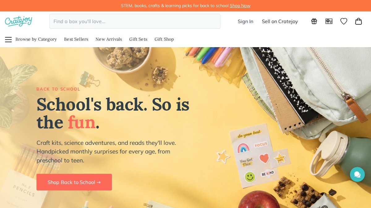 Screenshot of cratejoy.com interface