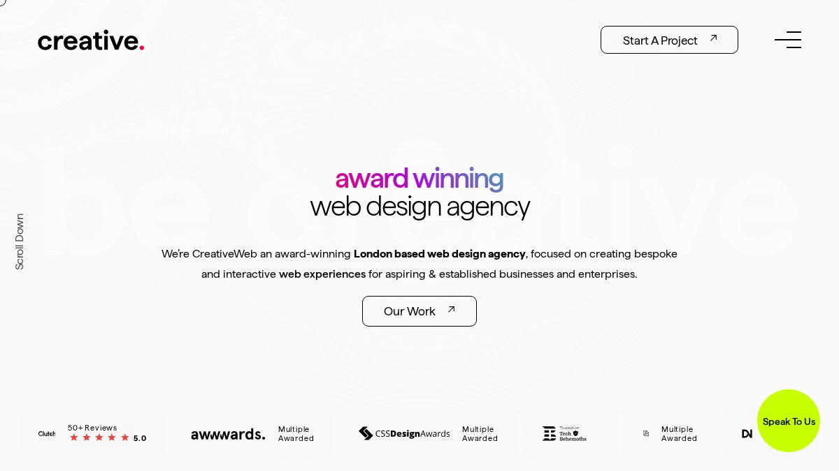 Screenshot of creativeweb.co.uk interface