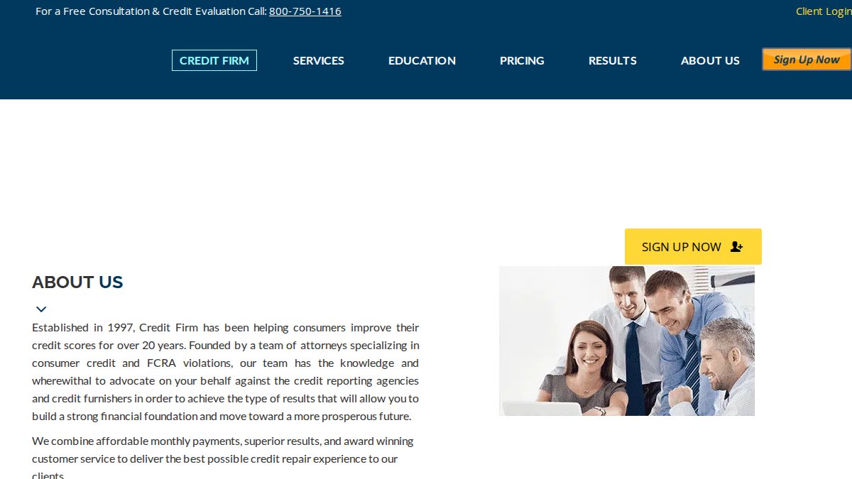 Screenshot of creditfirm.net interface