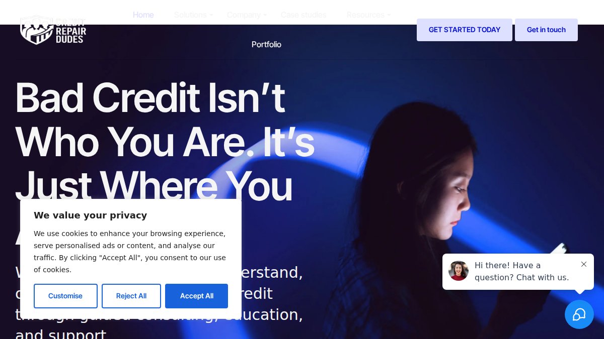 Screenshot of creditrepairdudes.com interface