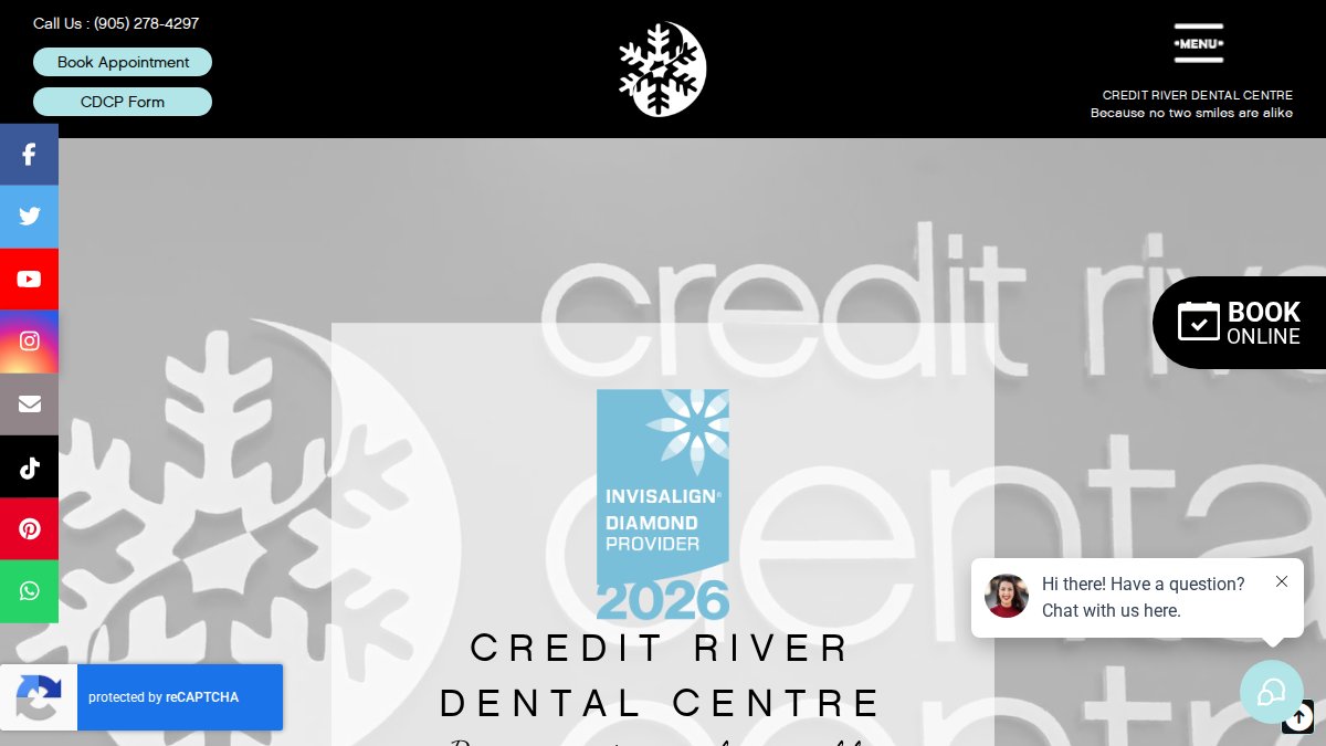Screenshot of creditriverdental.com interface