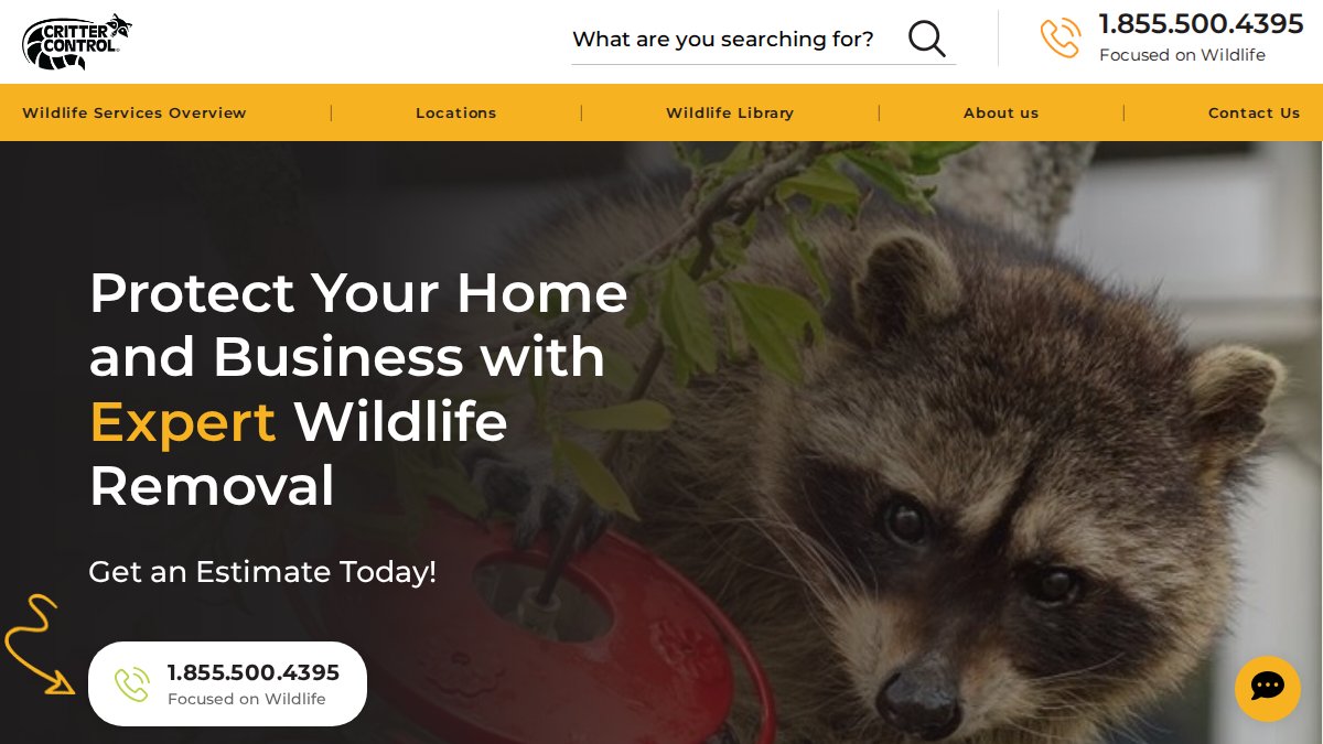 Screenshot of crittercontrol.com interface