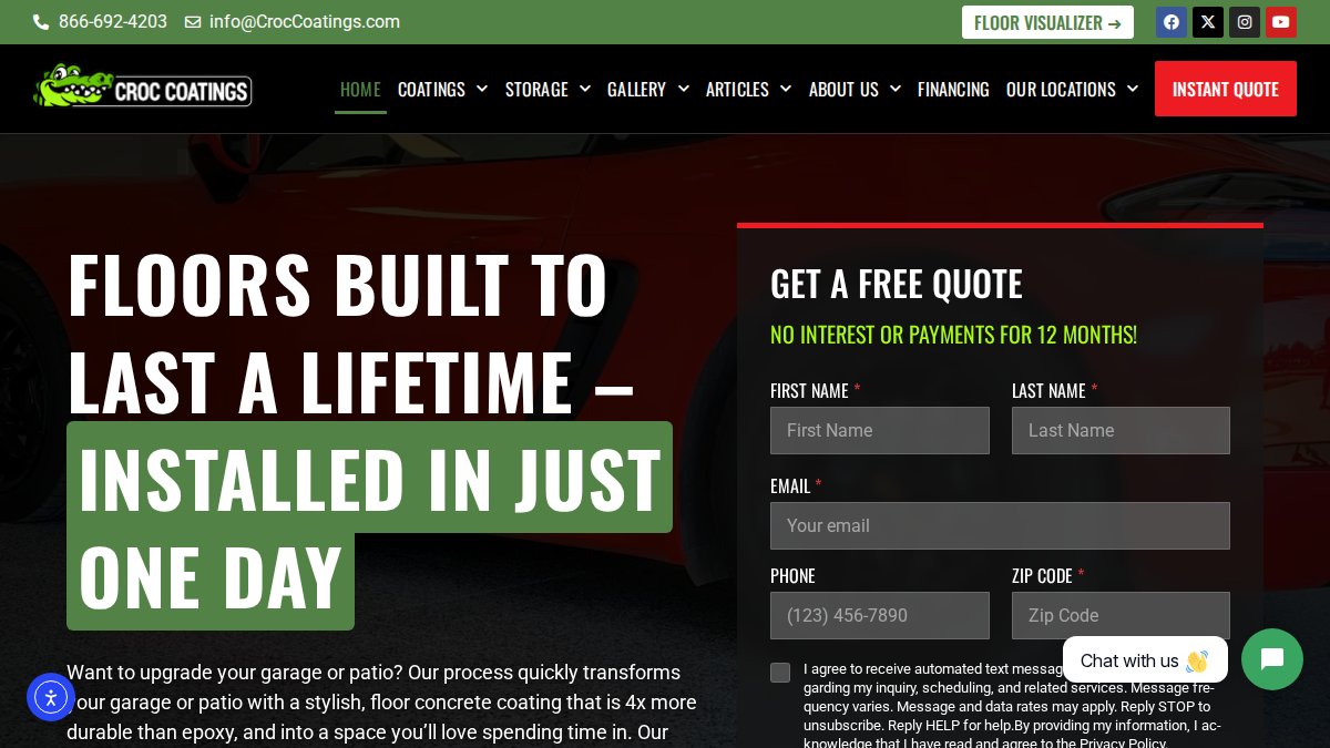Screenshot of croccoatings.com interface