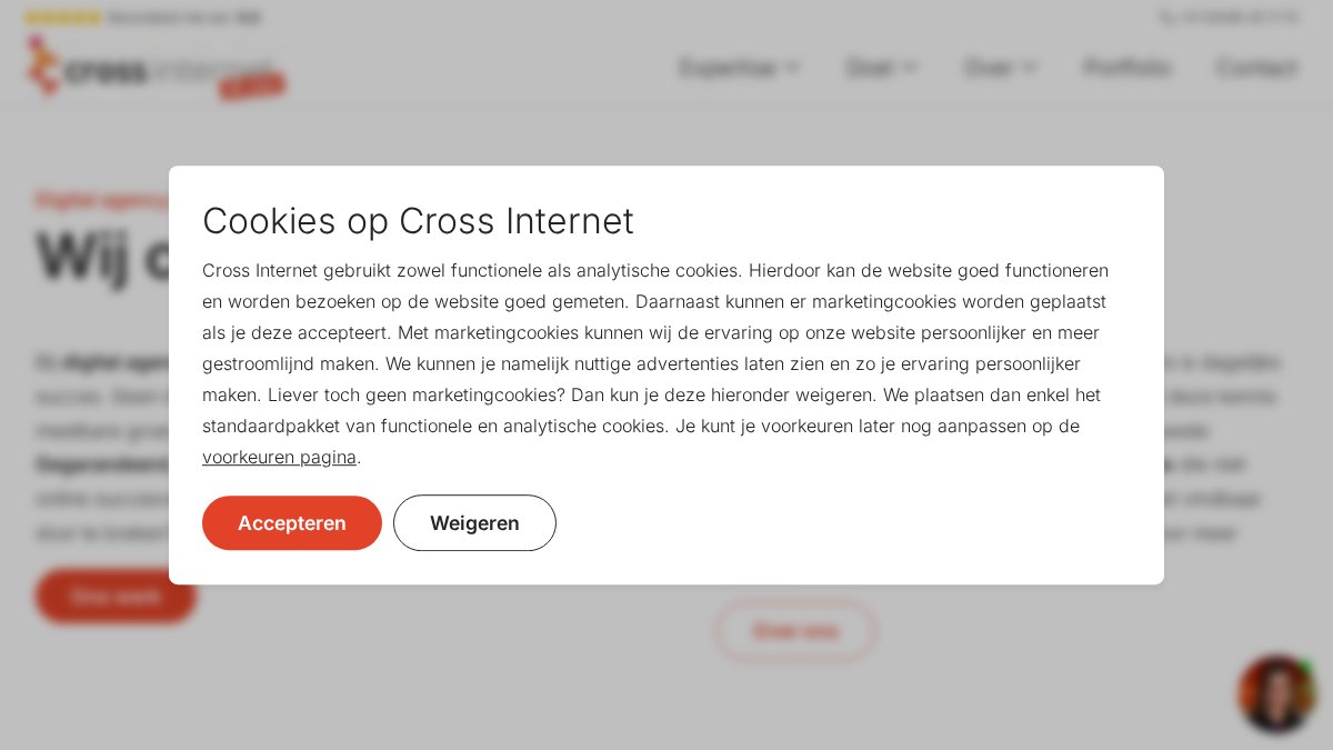 Screenshot of crossinternet.nl interface