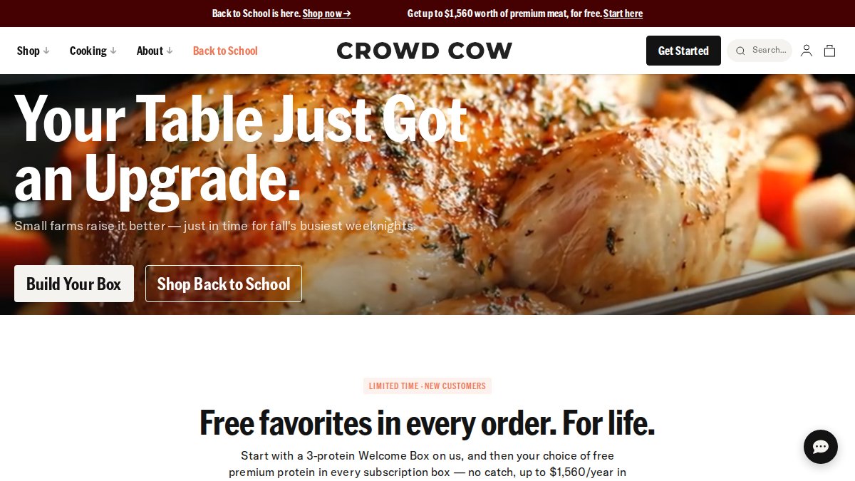 Screenshot of crowdcow.com interface