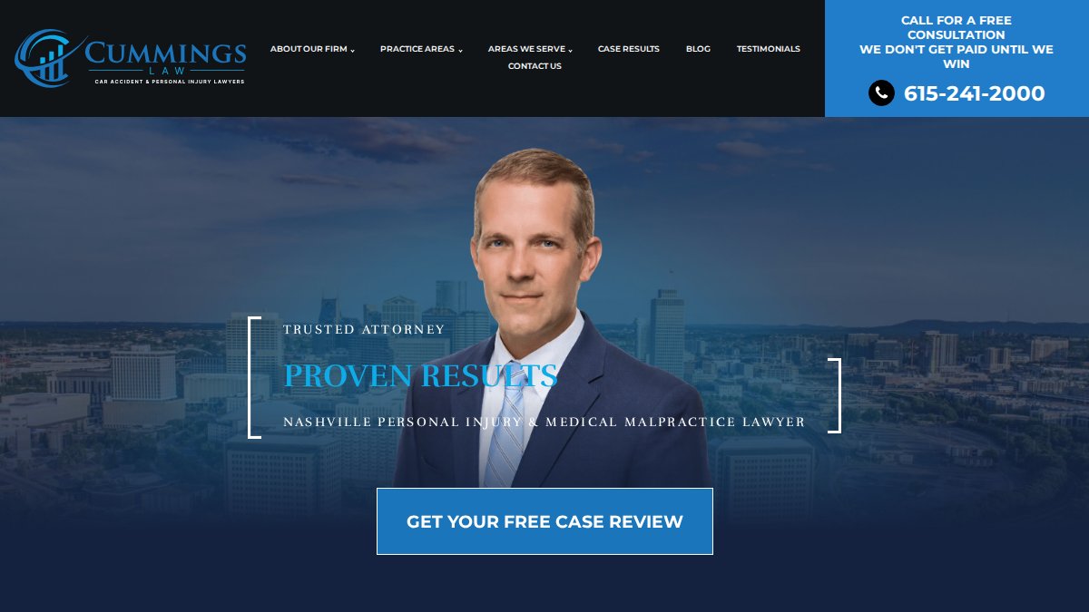 Screenshot of cummingsinjurylaw.com interface