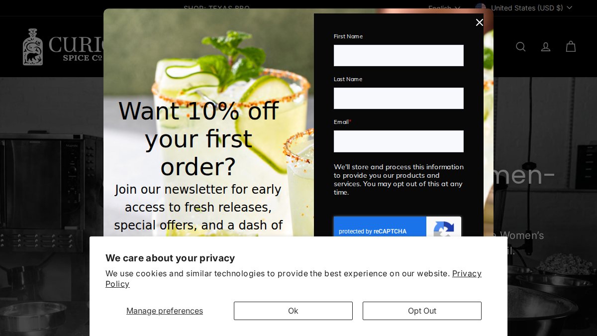 Screenshot of curiospice.com interface
