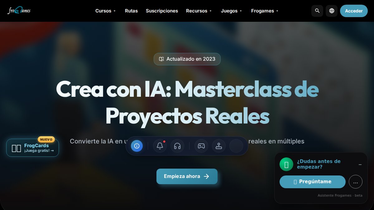 Screenshot of Ia Moderna page on cursos.frogamesformacion.com