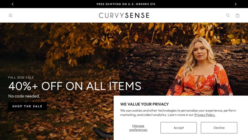 Screenshot of curvysense.com interface