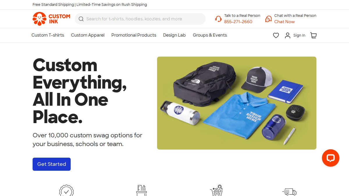 Screenshot of customink.com interface