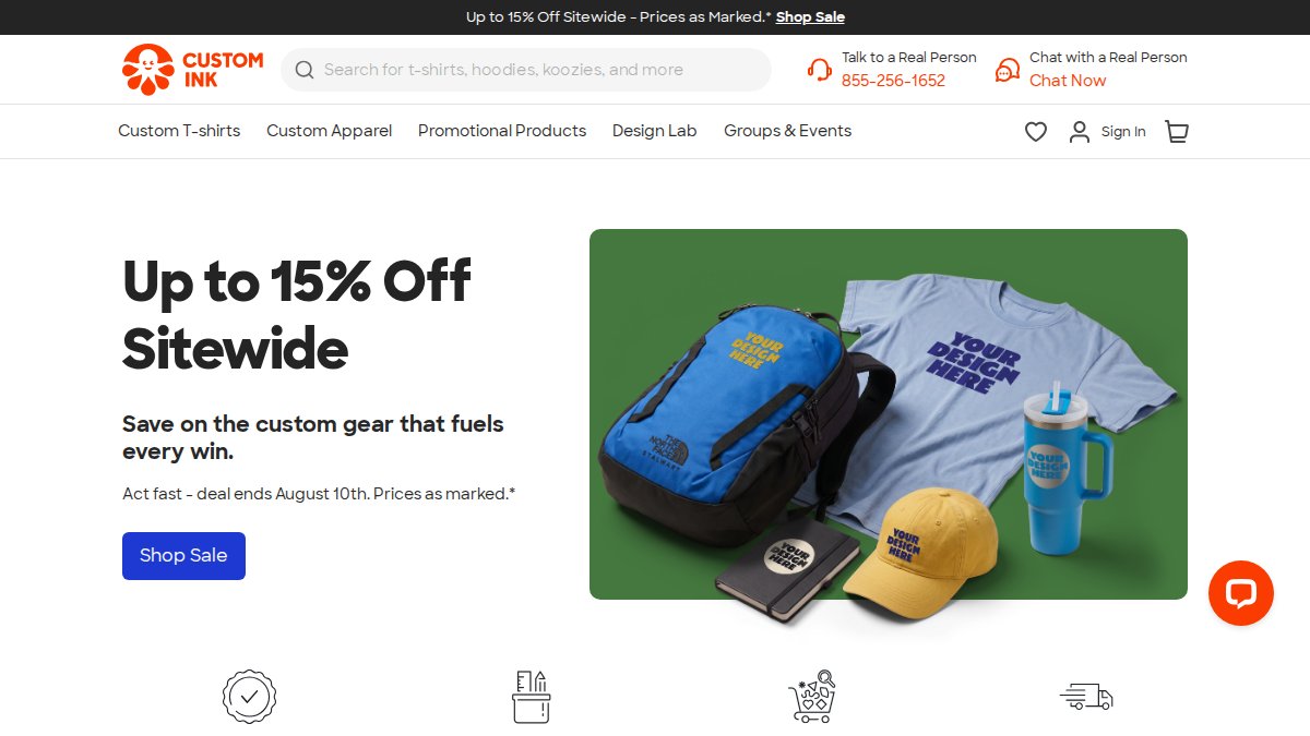 Screenshot of customink.com interface
