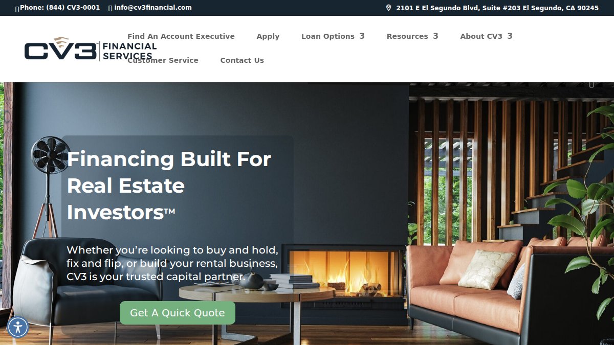 Screenshot of cv3financial.com interface