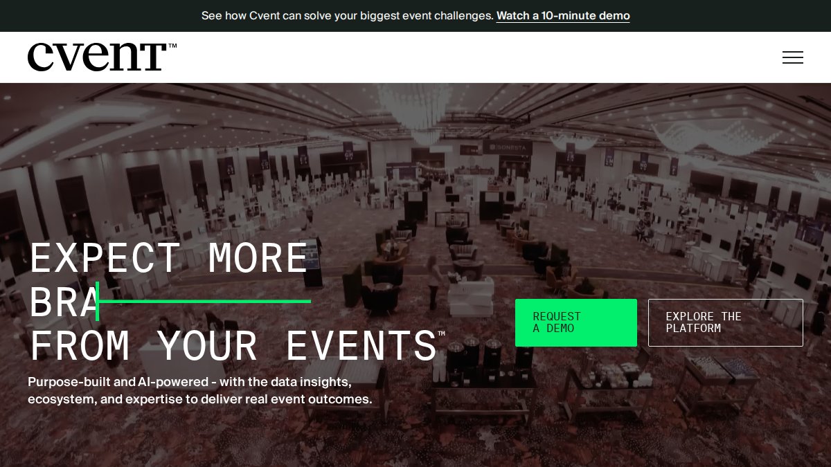 Screenshot of cvent.com interface