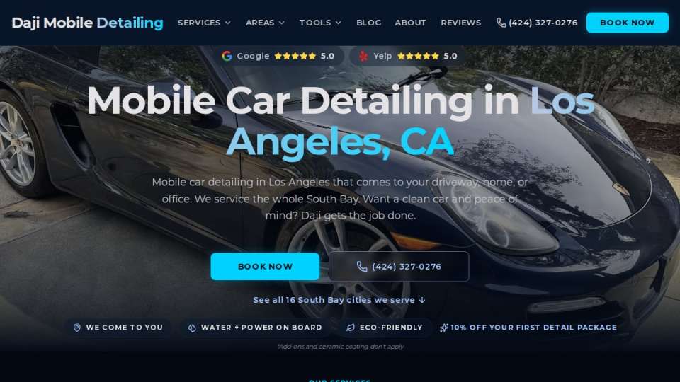 Screenshot of dajimobiledetailing.com interface