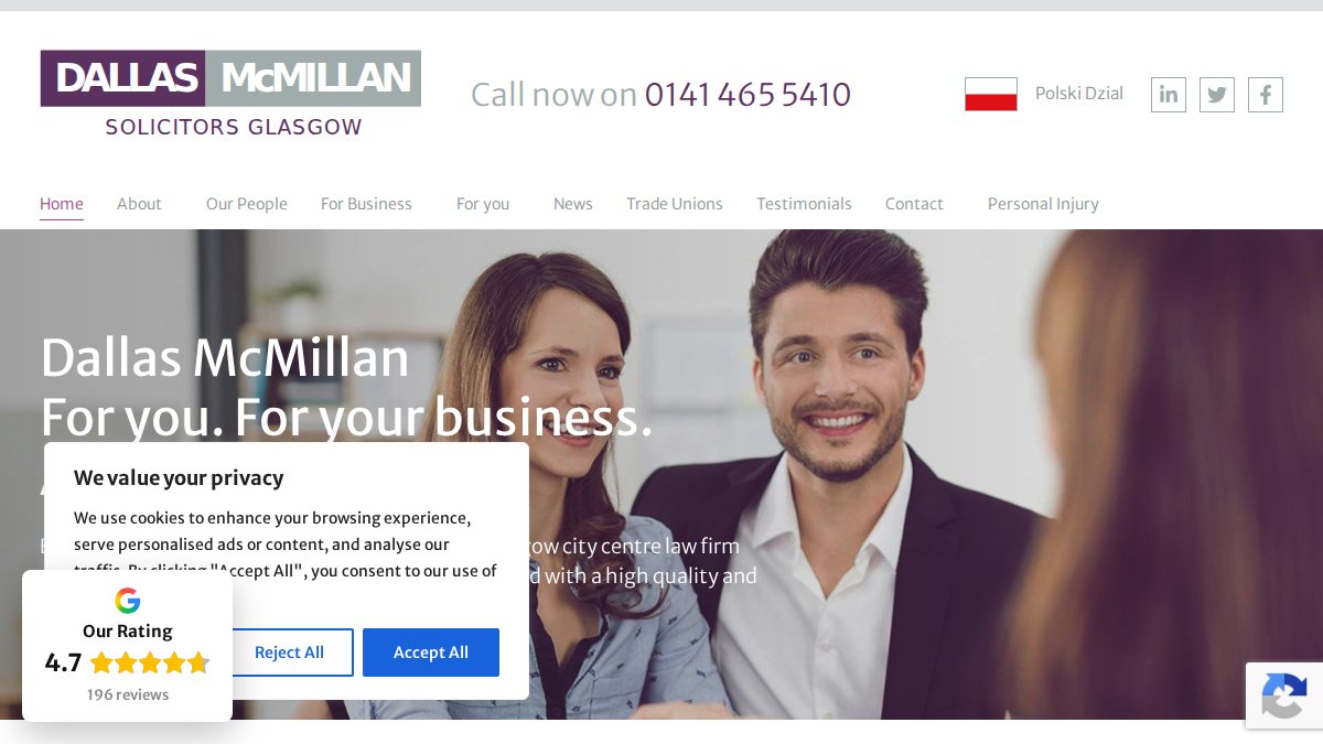Screenshot of dallasmcmillan.co.uk interface