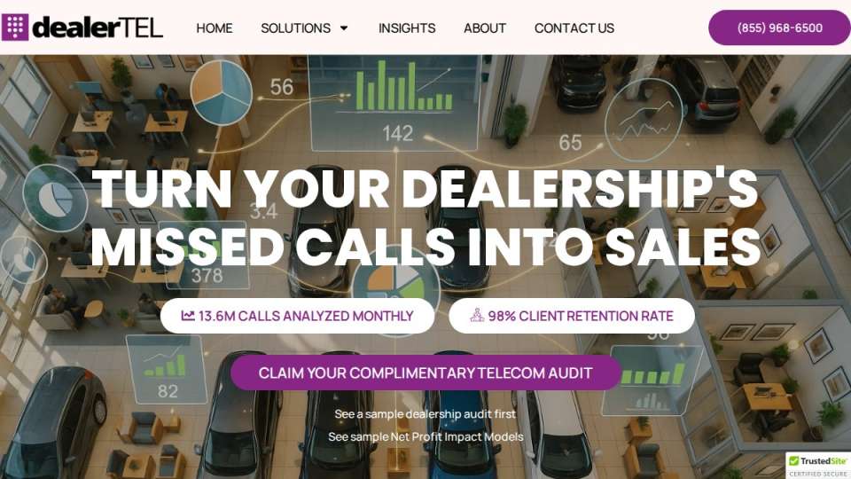 Screenshot of dealertel.com interface