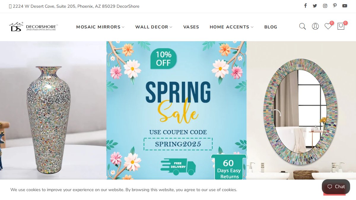 Screenshot of decorshore.com interface