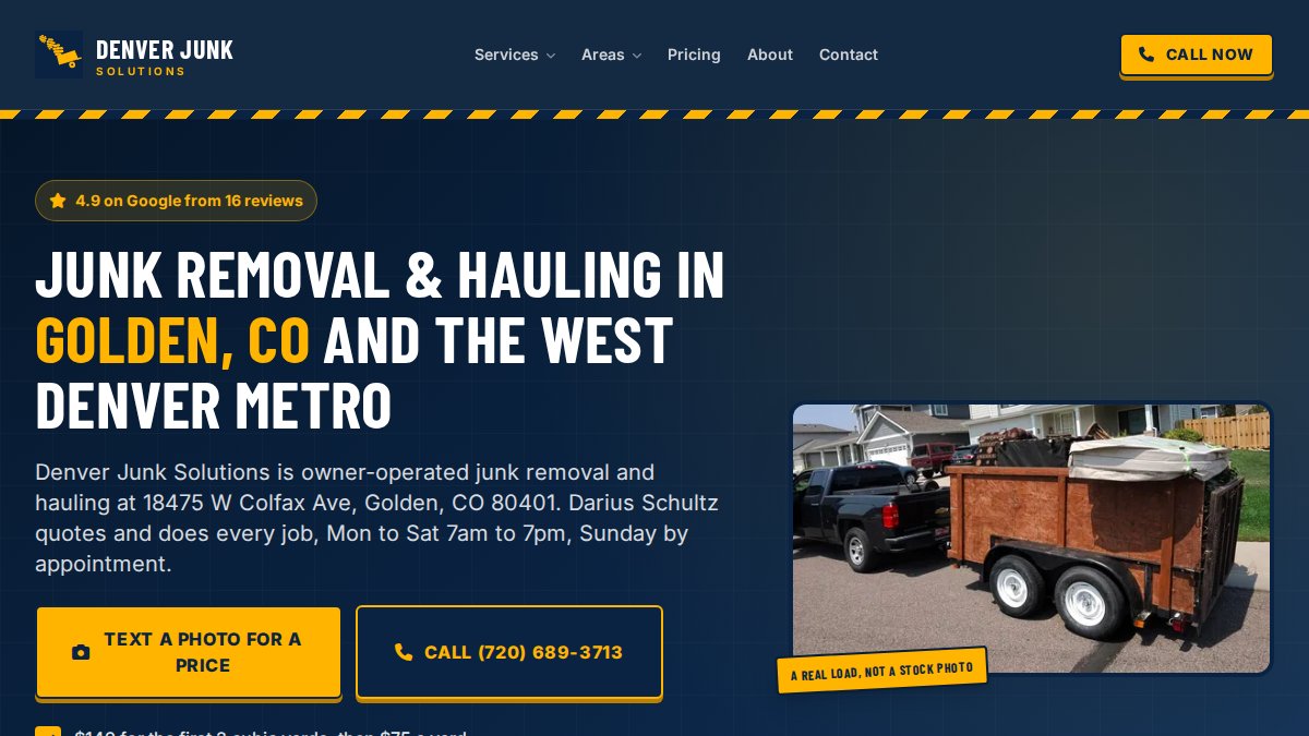 Screenshot of denverjunksolutions.com interface