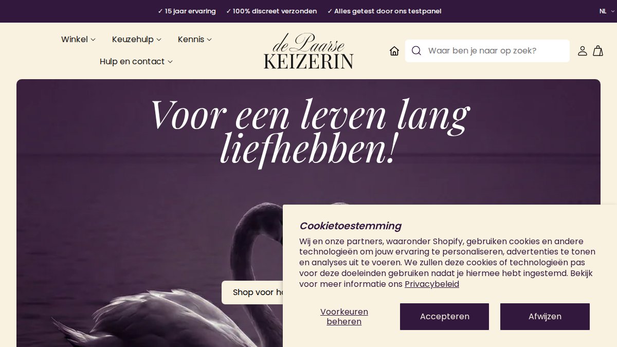 Screenshot of depaarsekeizerin.nl interface