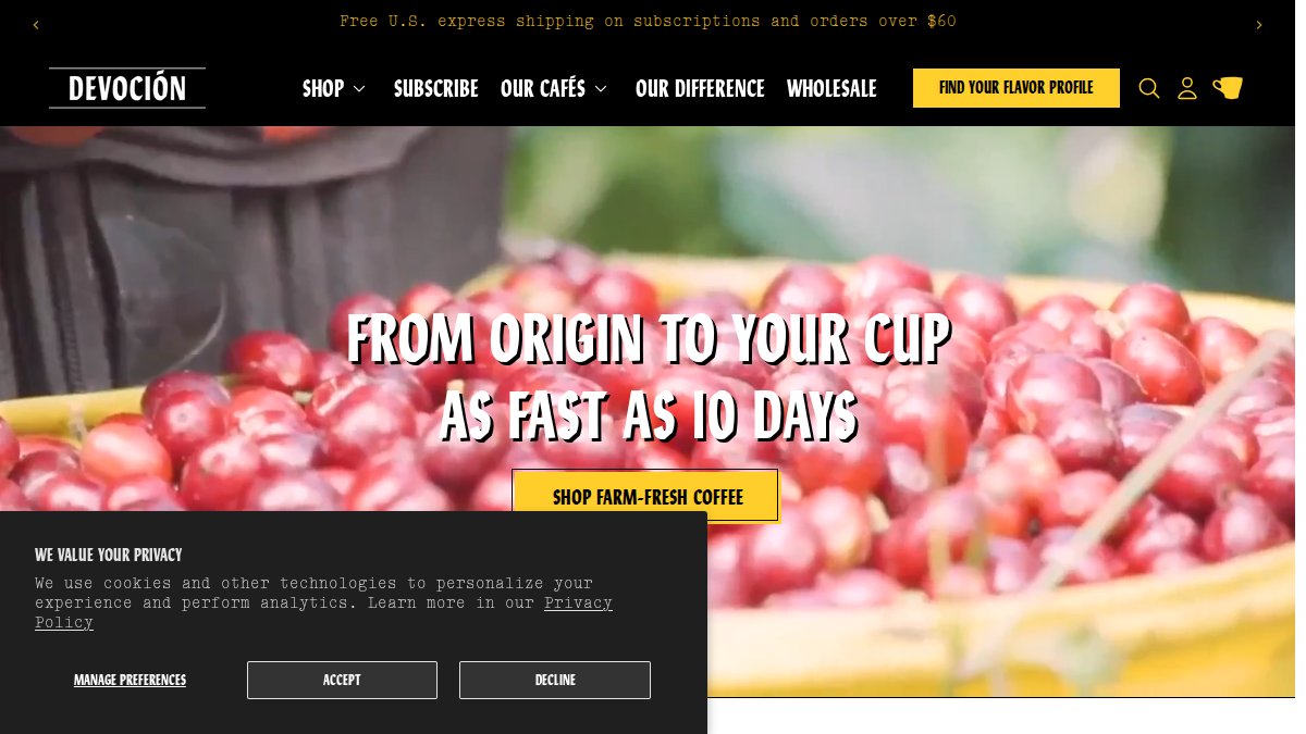 Screenshot of devocion.com interface