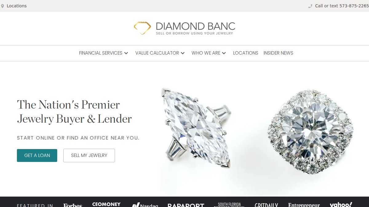 Screenshot of diamondbanc.com interface